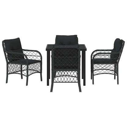 Garten Essgruppe mit Kissen 5 pcs Schwarz Poly Rattan