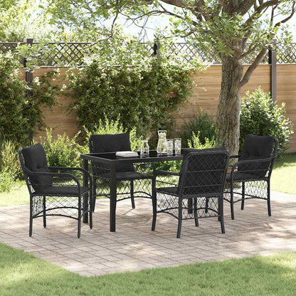 Garten Essgruppe mit Kissen 5 pcs Schwarz Poly Rattan