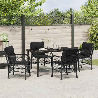 Garten Essgruppe mit Kissen 5 pcs Schwarz Poly Rattan
