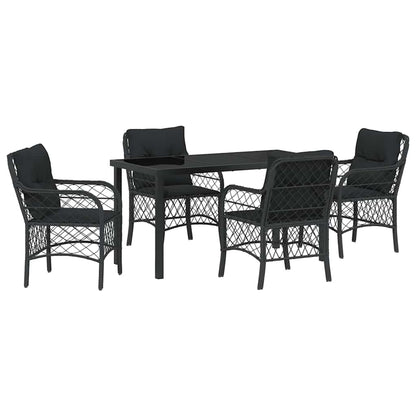 Garten Essgruppe mit Kissen 5 pcs Schwarz Poly Rattan