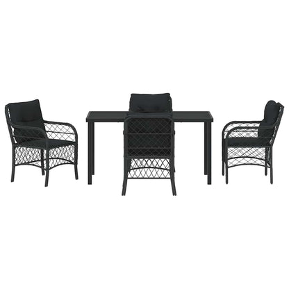 Garten Essgruppe mit Kissen 5 pcs Schwarz Poly Rattan