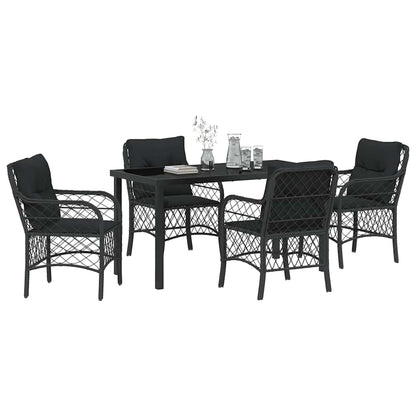Garten Essgruppe mit Kissen 5 pcs Schwarz Poly Rattan