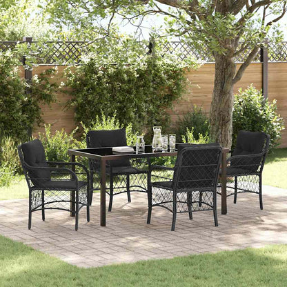 Garten Essgruppe mit Kissen 5 pcs Schwarz Poly Rattan