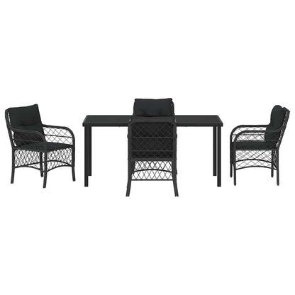 Garten Essgruppe mit Kissen 5 pcs Schwarz Poly Rattan