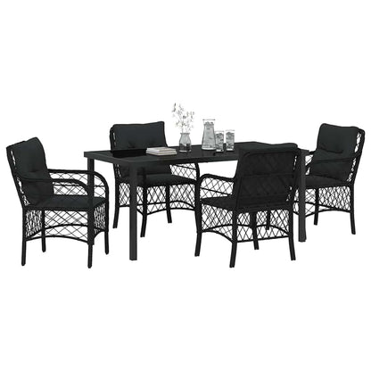 Garten Essgruppe mit Kissen 5 pcs Schwarz Poly Rattan