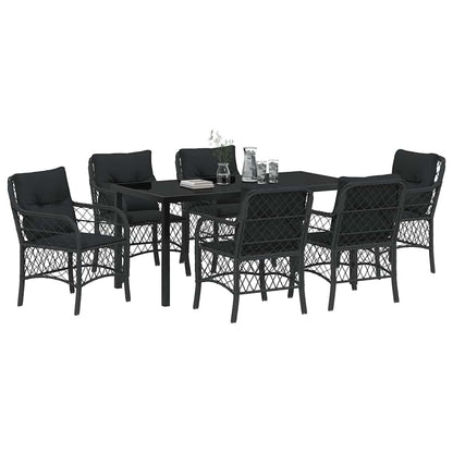 Garten Essgruppe mit Kissen 7 pcs Schwarz Poly Rattan
