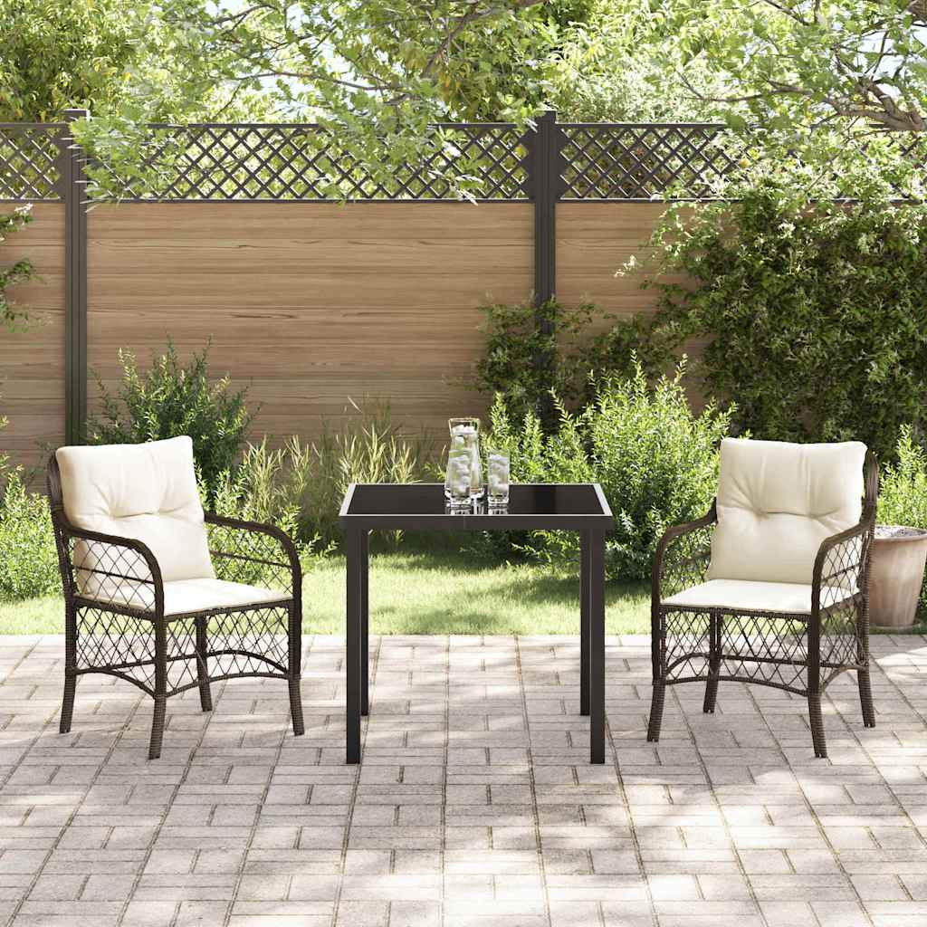 Garten Essgruppe mit Kissen 3 pcs Braun Poly Rattan