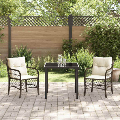 Garten Essgruppe mit Kissen 3 pcs Braun Poly Rattan