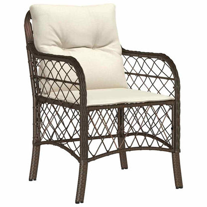 Garten Essgruppe mit Kissen 3 pcs Braun Poly Rattan
