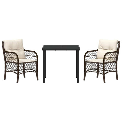 Garten Essgruppe mit Kissen 3 pcs Braun Poly Rattan