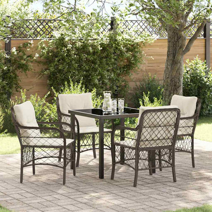 Garten Essgruppe mit Kissen 5 pcs Braun Poly Rattan