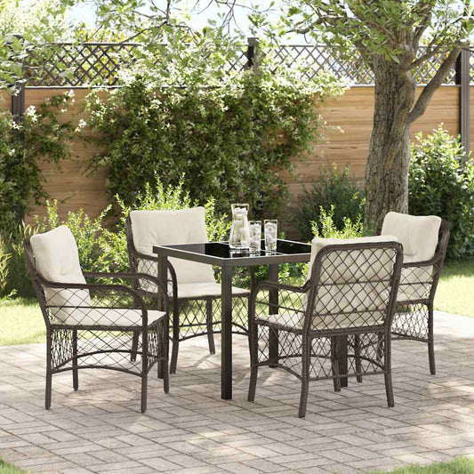 Garten Essgruppe mit Kissen 5 pcs Braun Poly Rattan