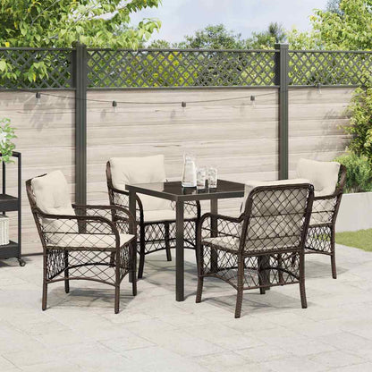 Garten Essgruppe mit Kissen 5 pcs Braun Poly Rattan