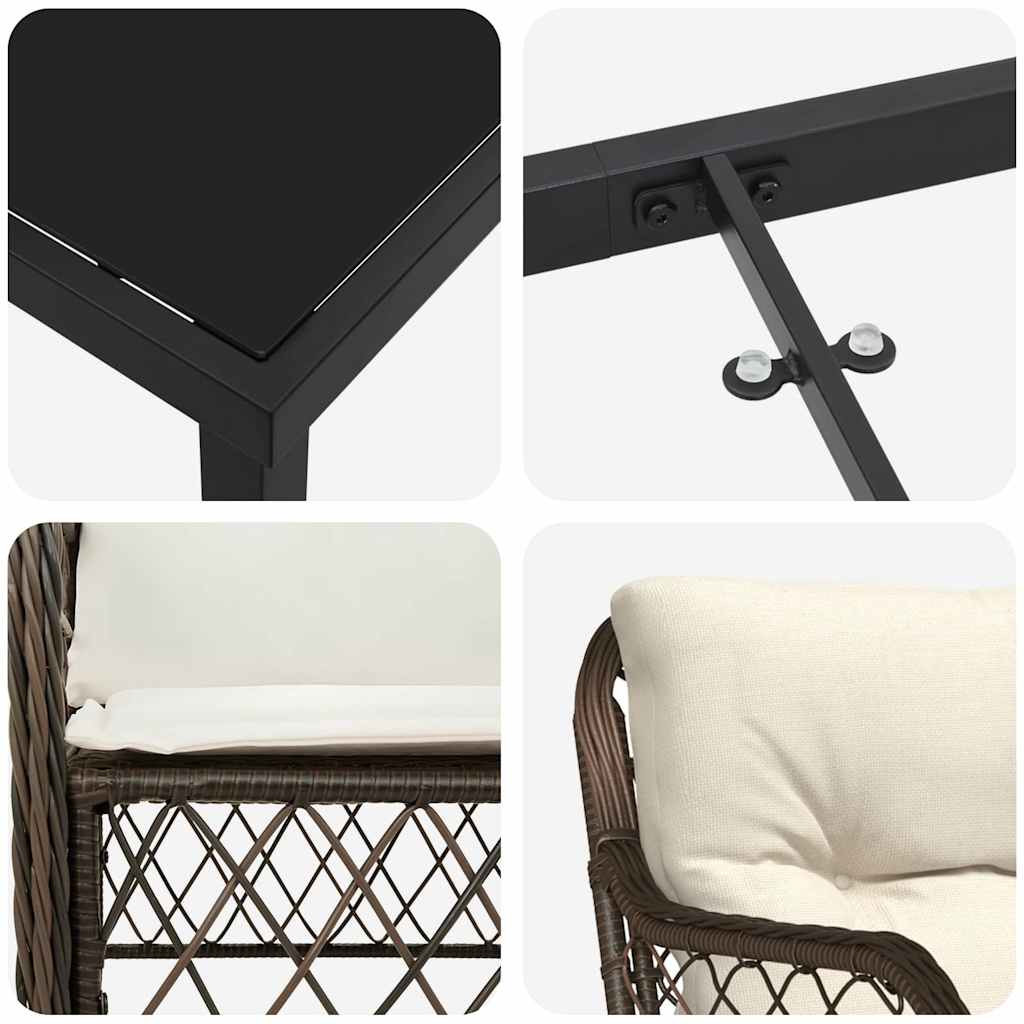 Garten Essgruppe mit Kissen 5 pcs Braun Poly Rattan