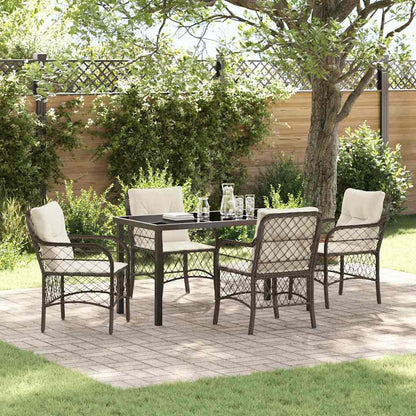 Garten Essgruppe mit Kissen 5 pcs Braun Poly Rattan
