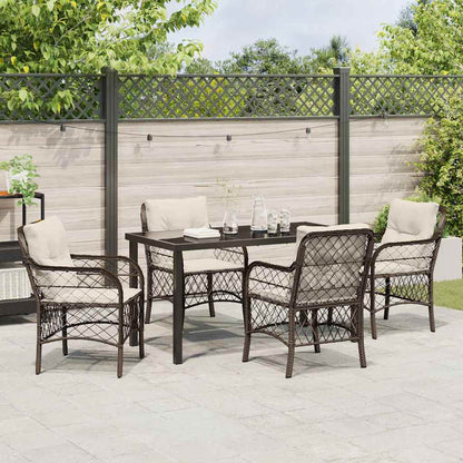 Garten Essgruppe mit Kissen 5 pcs Braun Poly Rattan