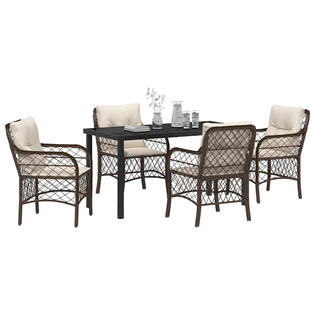 Garten Essgruppe mit Kissen 5 pcs Braun Poly Rattan