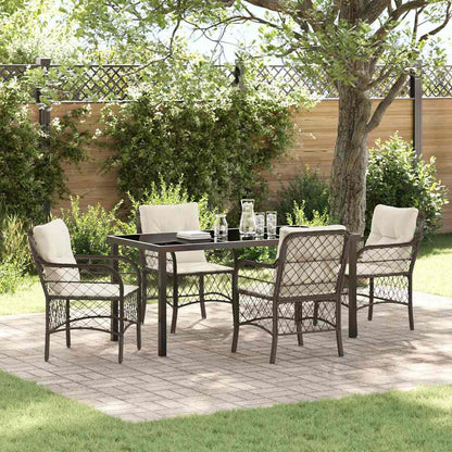 Garten Essgruppe mit Kissen 5 pcs Braun Poly Rattan