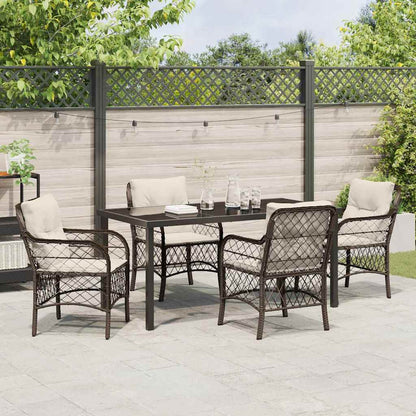 Garten Essgruppe mit Kissen 5 pcs Braun Poly Rattan