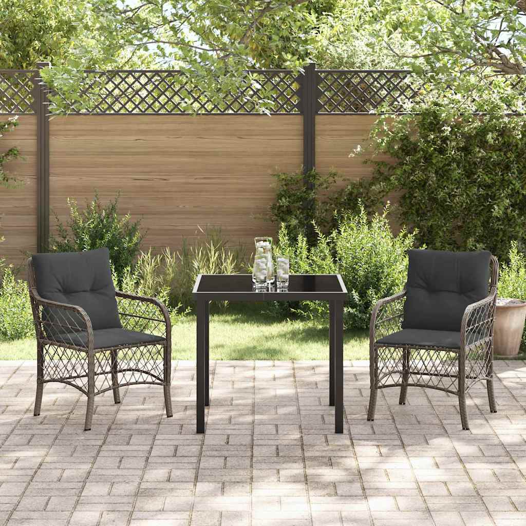 Garten Essgruppe mit Kissen 3 pcs Grau Poly Rattan