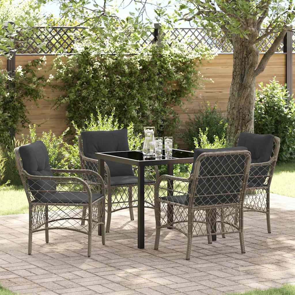 Garten Essgruppe mit Kissen 5 pcs Grau Poly Rattan