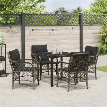 Garten Essgruppe mit Kissen 5 pcs Grau Poly Rattan