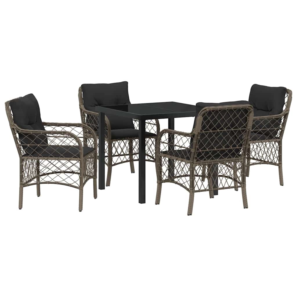 Garten Essgruppe mit Kissen 5 pcs Grau Poly Rattan