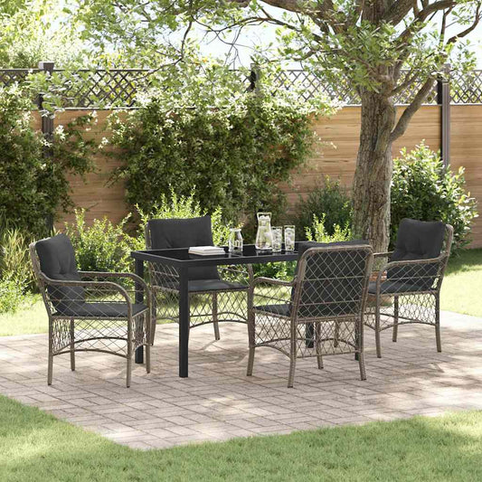 Garten Essgruppe mit Kissen 5 pcs Grau Poly Rattan
