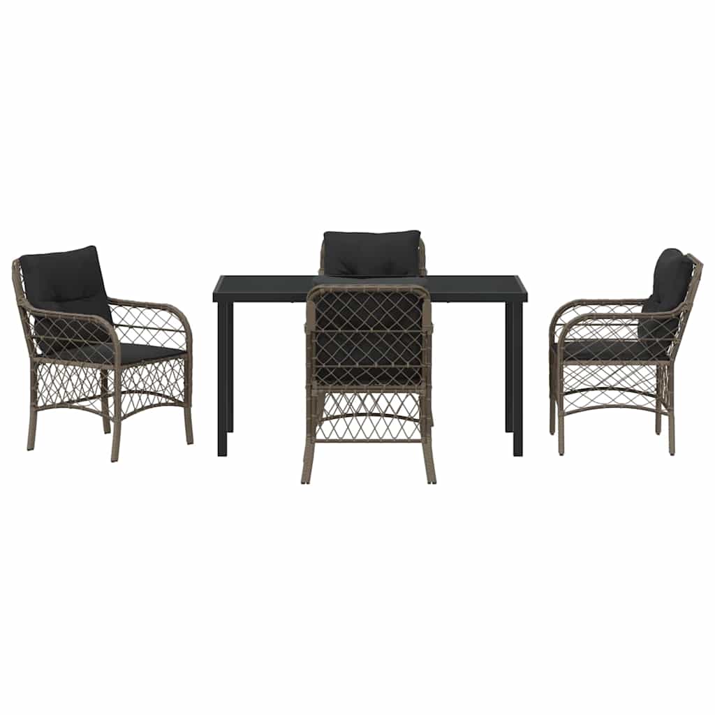 Garten Essgruppe mit Kissen 5 pcs Grau Poly Rattan