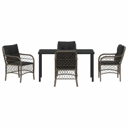 Garten Essgruppe mit Kissen 5 pcs Grau Poly Rattan