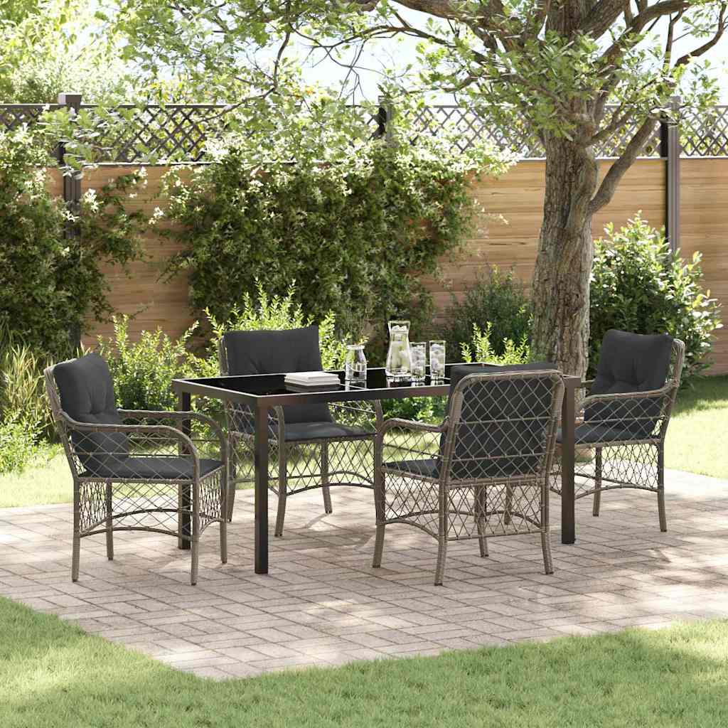 Garten Essgruppe mit Kissen 5 pcs Grau Poly Rattan