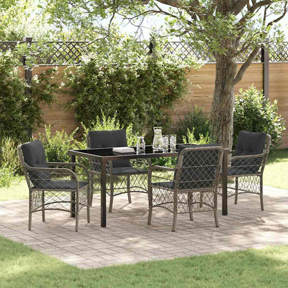 Garten Essgruppe mit Kissen 5 pcs Grau Poly Rattan