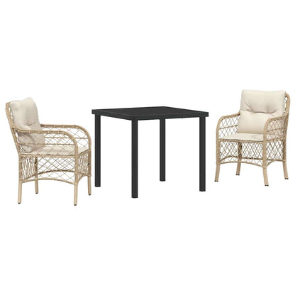 Garten Essgruppe mit Kissen 3 pcs Beige Poly Rattan