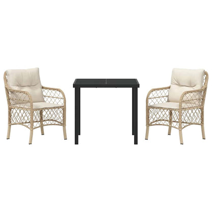 Garten Essgruppe mit Kissen 3 pcs Beige Poly Rattan