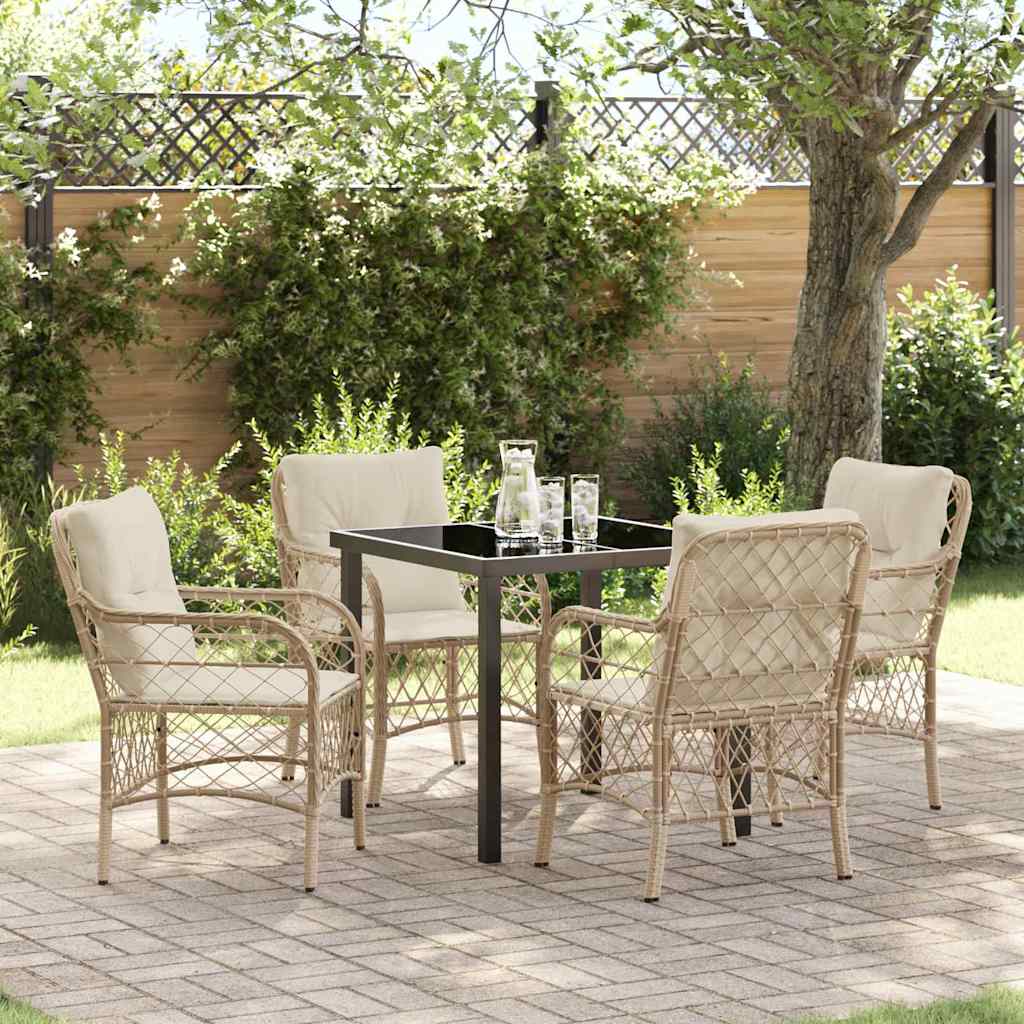 Garten Essgruppe mit Kissen 5 pcs Beige Poly Rattan