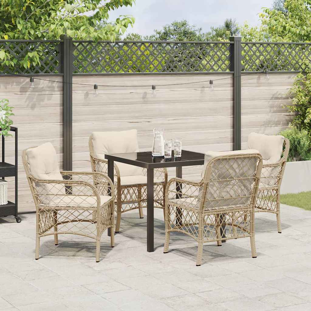 Garten Essgruppe mit Kissen 5 pcs Beige Poly Rattan
