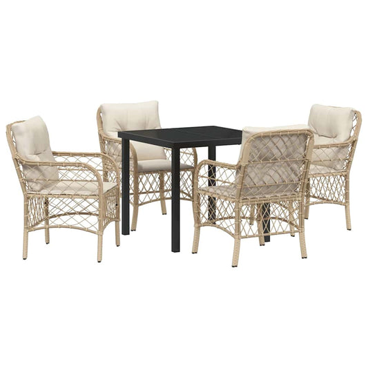 Garten Essgruppe mit Kissen 5 pcs Beige Poly Rattan