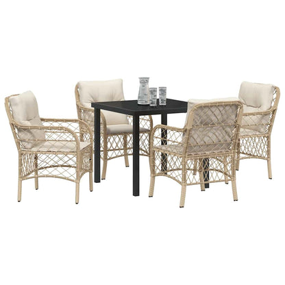 Garten Essgruppe mit Kissen 5 pcs Beige Poly Rattan