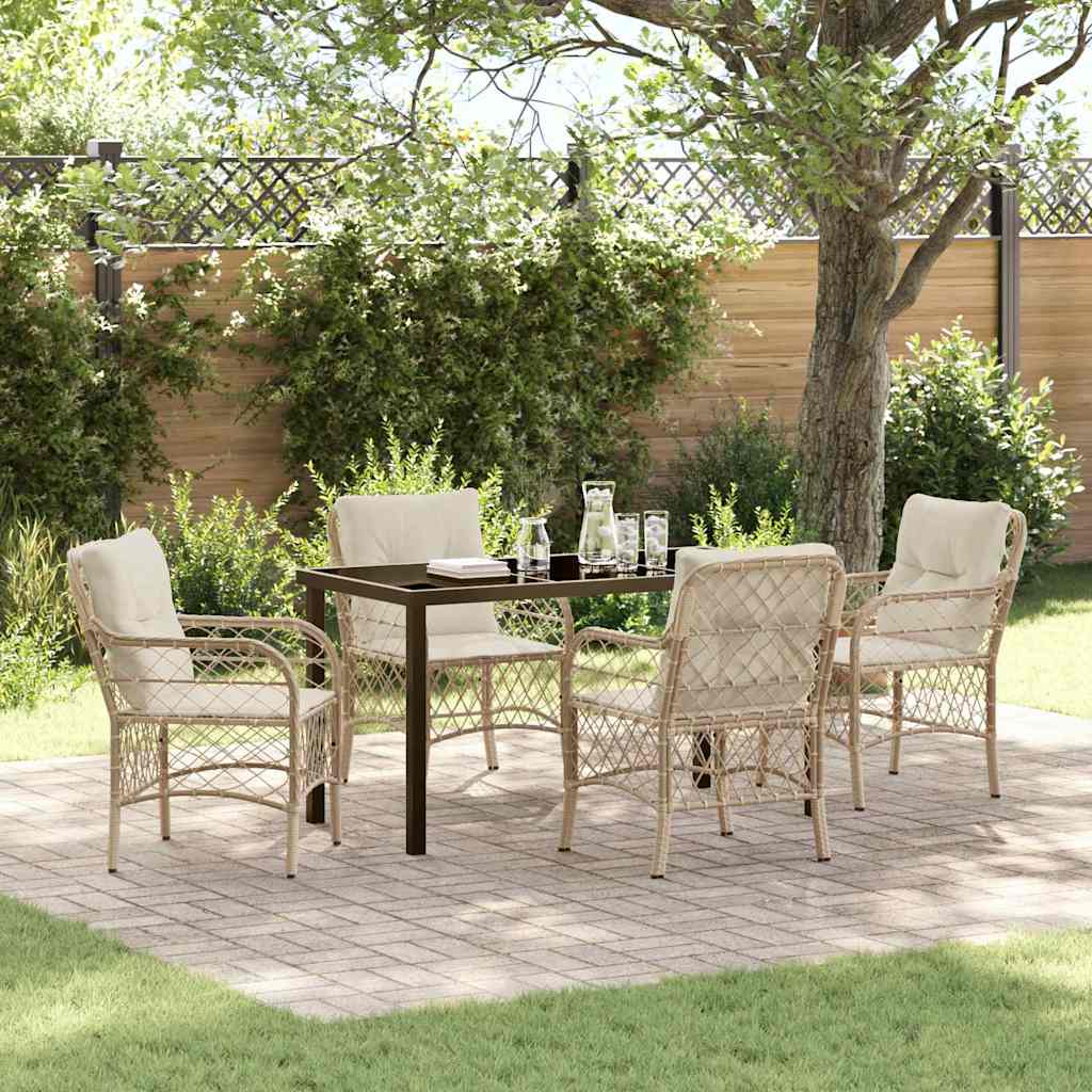 Garten Essgruppe mit Kissen 5 pcs Beige Poly Rattan