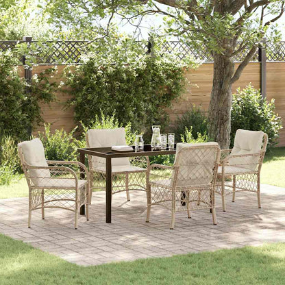 Garten Essgruppe mit Kissen 5 pcs Beige Poly Rattan