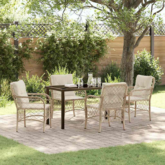 Garten Essgruppe mit Kissen 5 pcs Beige Poly Rattan