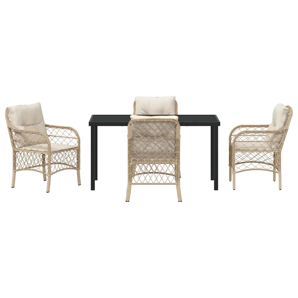 Garten Essgruppe mit Kissen 5 pcs Beige Poly Rattan