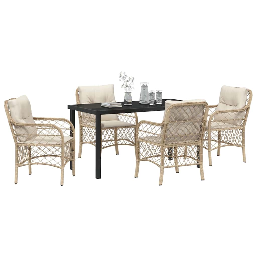 Garten Essgruppe mit Kissen 5 pcs Beige Poly Rattan