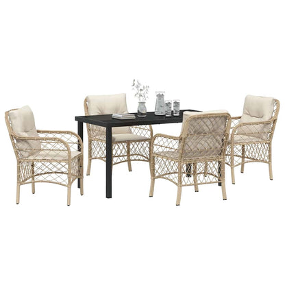 Garten Essgruppe mit Kissen 5 pcs Beige Poly Rattan