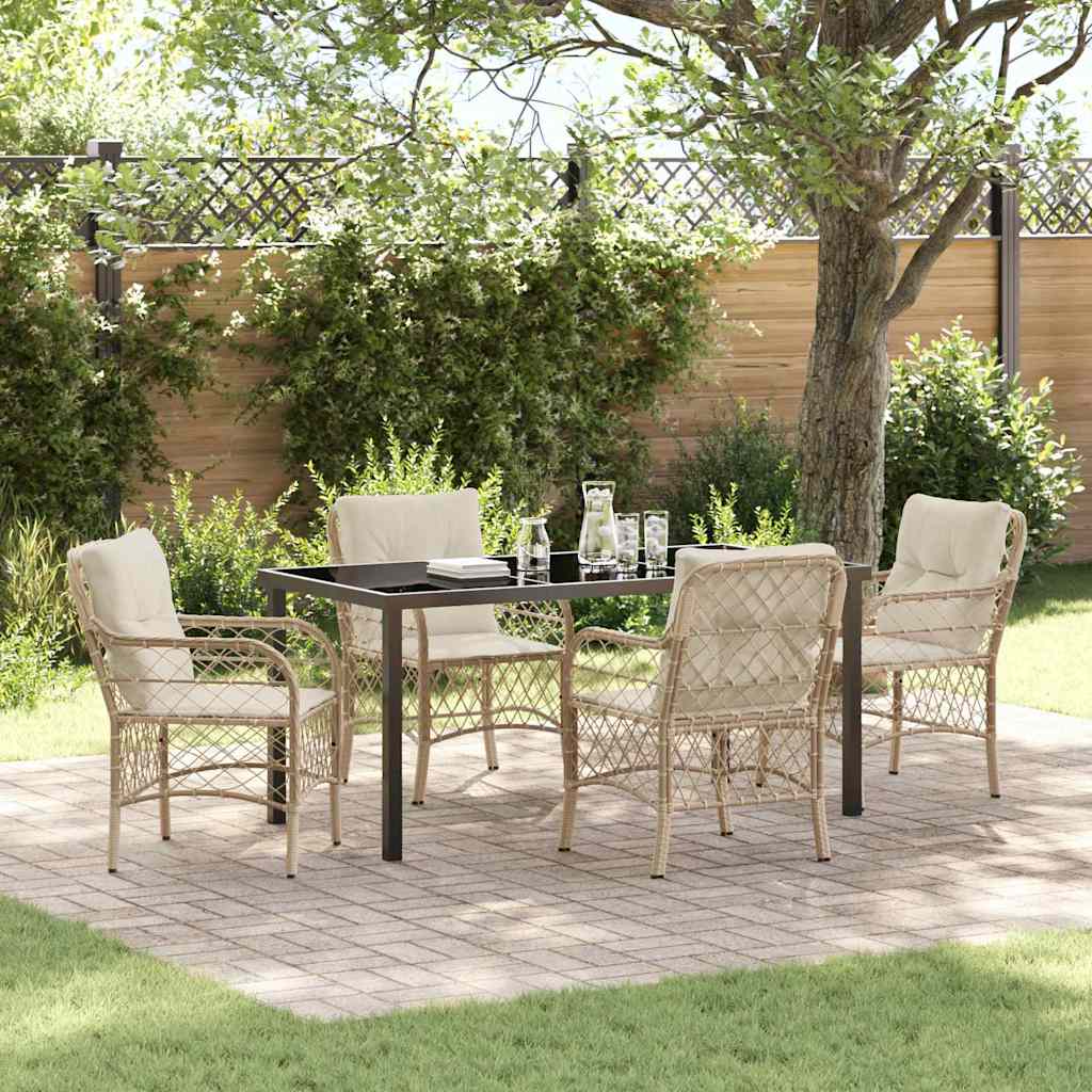 Garten Essgruppe mit Kissen 5 pcs Beige Poly Rattan