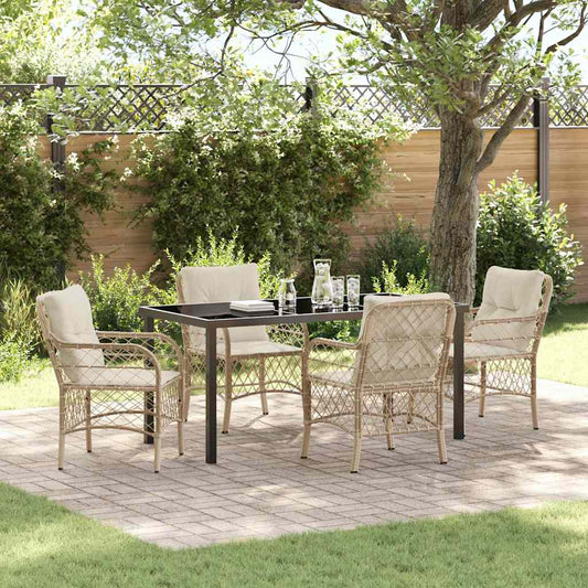 Garten Essgruppe mit Kissen 5 pcs Beige Poly Rattan