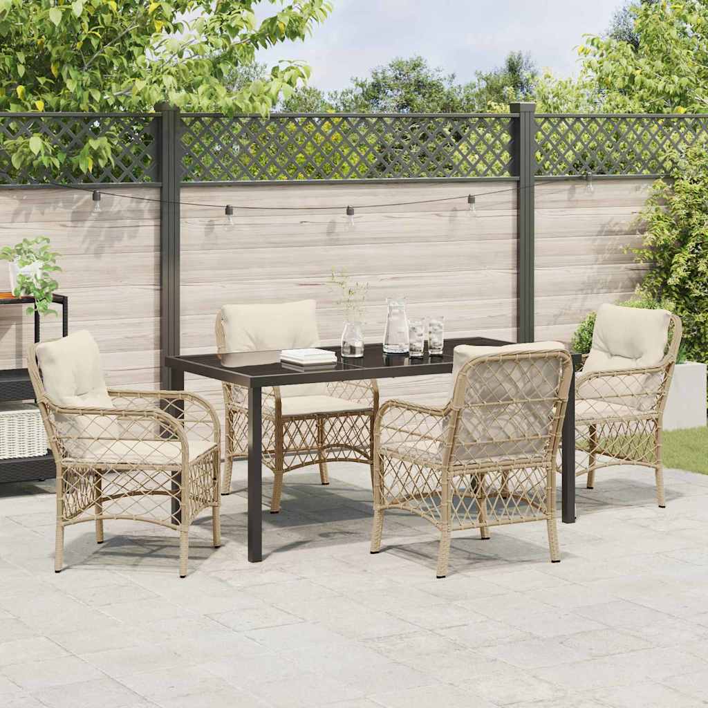 Garten Essgruppe mit Kissen 5 pcs Beige Poly Rattan