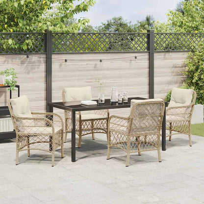Garten Essgruppe mit Kissen 5 pcs Beige Poly Rattan