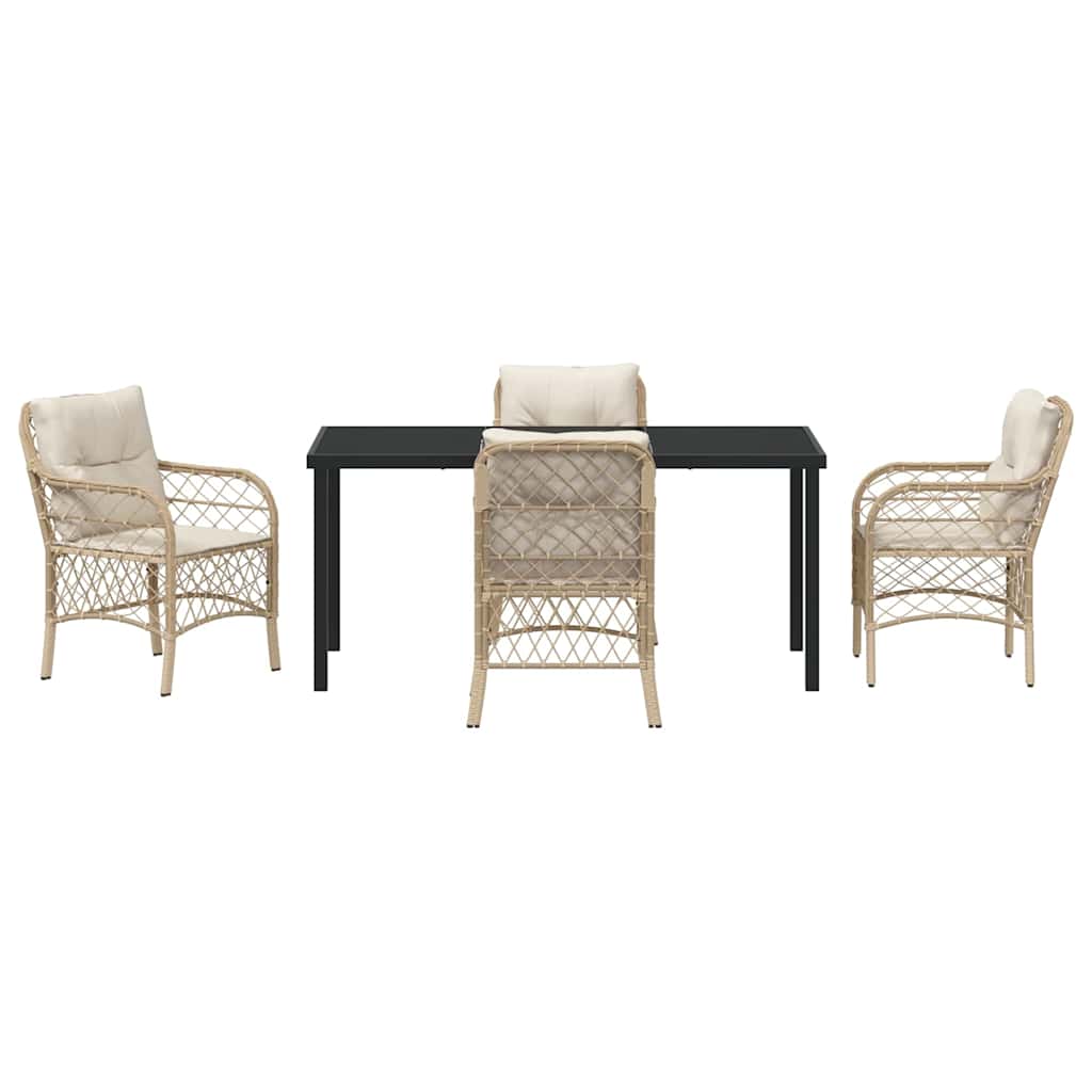 Garten Essgruppe mit Kissen 5 pcs Beige Poly Rattan
