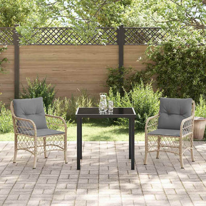 Garten Essgruppe mit Kissen 3 pcs Beige Poly Rattan